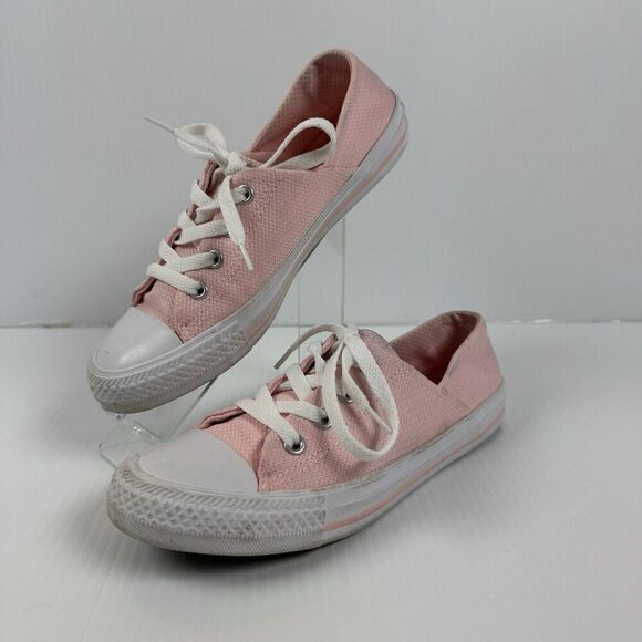 Converse Lace Up Low Top Sneakers Size 7 Women’s Pink Retro Canvas Skate - Picture 2 of 11
